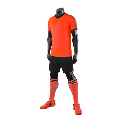 China Breathable Wholesale Short Sleeve Sublimated Red Green Orange Cheap Mens Soccer Jerseys Uniforms Set Custom Football Uniform for sale