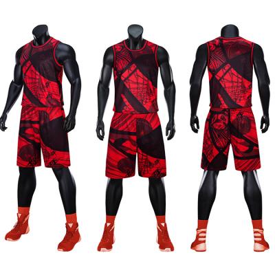 China Fashion Antibacterial Wholesale Custom Sports Clothes Men's Plus Size Basketball Shirt Uniform Tank Top Set For Team Wear for sale