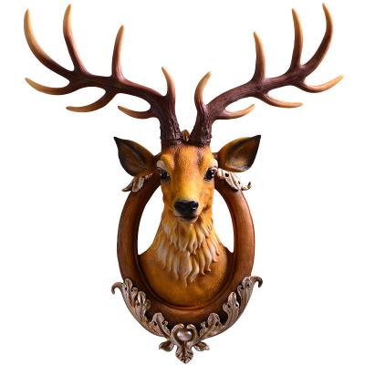 China Europe Hot Sale Wall Decor Art Deer Sculpture White Resin Animal Head Deer Head With Silver Antlers For Wall Decoration for sale