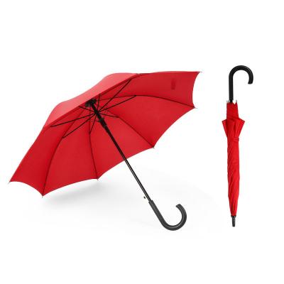 China Traditional Cheap Umbrella Frame And Parts 190T Polyester Customized Stick Umbrella With Plastic J Curved Handle for sale