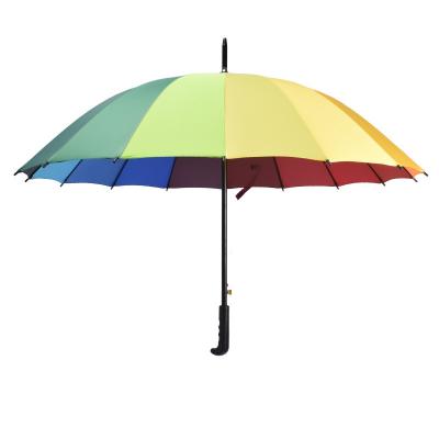 China All in 1 automatic rainbow color stick umbrella in 16k ribs for promotion for sale