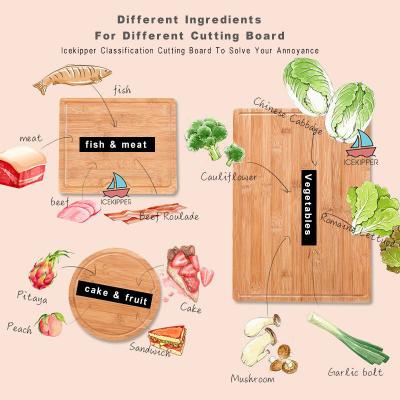 China Sustainable Wooden Cutting Board Bamboo Kitchen Chopping Board 3 in 1 Butcher Block Set with Juice Groove for sale