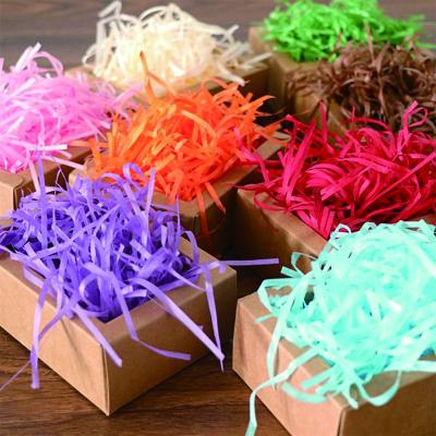 China Recyclable Recycled Kraft Wrapping Ply Shred Paper Ply Cut Raffia Shredded Gift Box Filler Ply Paper for sale