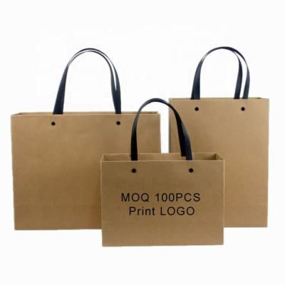 China Nature Color Paper Bags 30x40x14cm Recyclable Garment Bag Paper Tote Bags With Printing Logo for sale