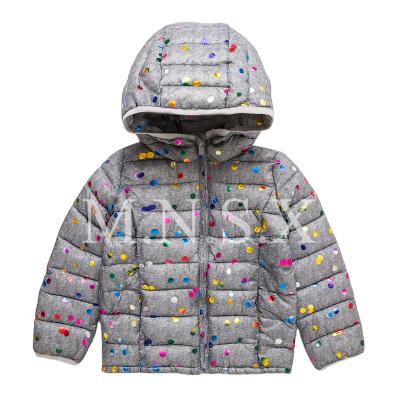 China Breathable ODM New Dot Kids Custom Made Cotton-padded Jacket With Hood Puffer Coats For Girls for sale