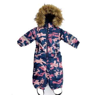 China Baby Camouflage Print Overalls Bodywarmer Custom Waterproof Breathable Snow Suit One Piece Snowsuit for sale