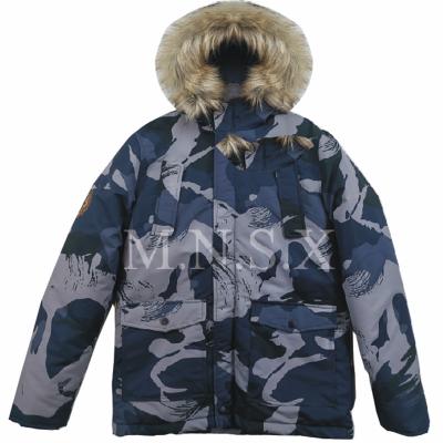 China M.N.S.X Fur Hood Camouflage Print Waterproof 2020 Winter Quilted Jacket For Boys for sale