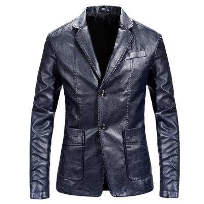 China Luxury Leather Jacket Men Suit Coats Waterproof V-Neck Single Breasted Jacket Men for sale