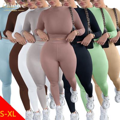 China Hot Sale QUICK DRY Sheath Clacive Two Piece Pants Sets Women Clothing Multicolor Long Sleeve Tops Casual Jogger Sports 2 Piece Set Women for sale