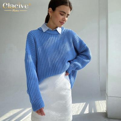 China Wholesale High Quality Knitted O-Neck Clacive Long Sleeve Office Ladies Winter Autumn Solid Tops Knitted Casual Women's Breathable Sweaters for sale