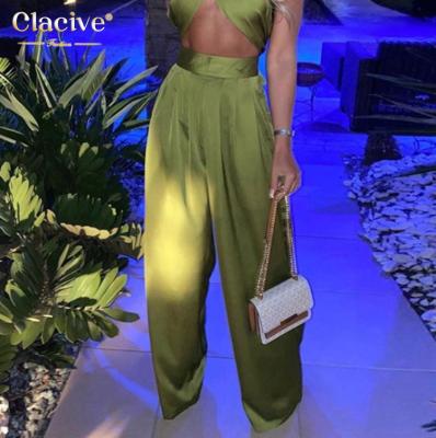 China QUICK DRY chic bottom style summer spring Clacive satin waist high pants female wide leg pants casual outfits women's clothing for sale