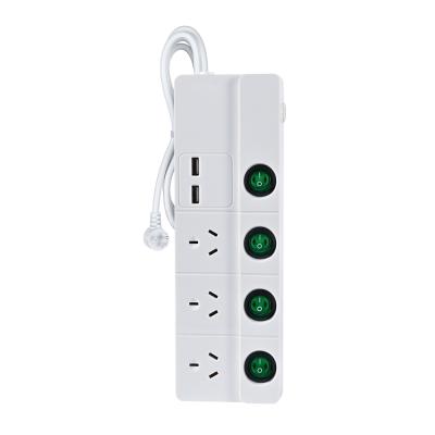 China Residential / General Purpose SAA AUS 3 Way Sockets Increase Protection 2.4a 3.4a Usb Charger Power Strip for sale