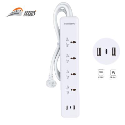 China 2021 Residential / Multi-Purpose New Type C PD18W Universal Fast Charge 4 Way Plug Power Trend Strip for sale