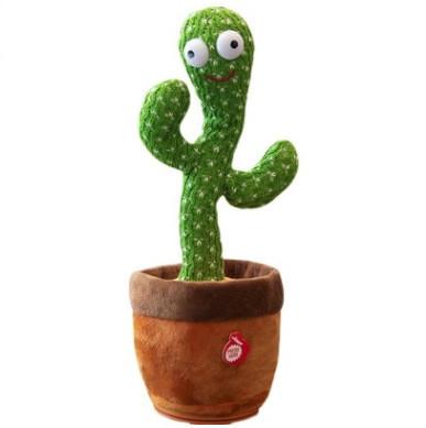 China 32cm divertido lindo eléctrico música luminosa hablando planta cantando suave peluche relleno juguete de cactus bailando en venta