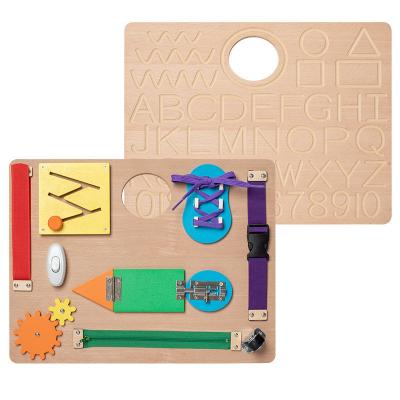 China Beech Wood Double-sided Educational Activity Board for Kids Learning Wooden Sensory Toy for sale