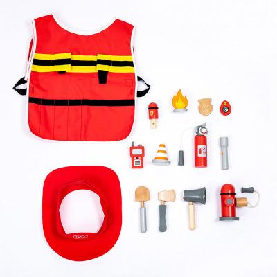 China Kids' Firefighter Pretend Toy Set Wooden Home Simulation Play Gift for Boys and Girls for sale