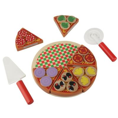 China Wooden Beech Wood Pizza Food DIY Toys Kitchen Toy Set for Children Role Play Unisex for sale