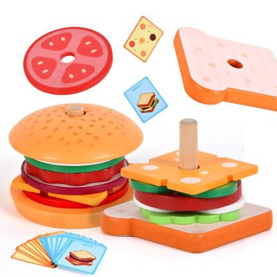 China CPC CE Simulation Wooden Hamburger Sandwich Set Unisex Toy for Ages 0 to 24 Months for sale