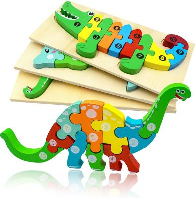 China Puzzles de animales de madera para niños pequeños 1 2 3 4 años Regalo de juguete educativo Montessori en venta