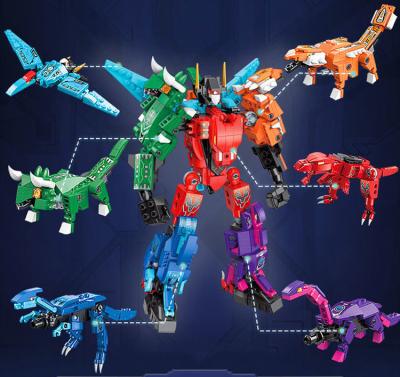 Cina Unisex 6 in 1 Potente giocattolo di dinosauro che trasforma Mecha Tyrannosaurus Grande regalo per 7-12 in vendita