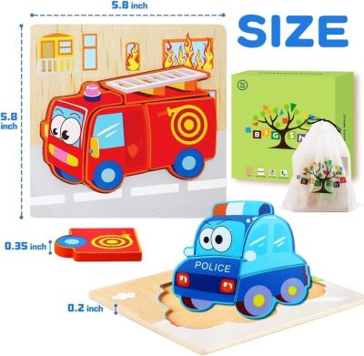 China Unisex 6 paquetes Puzzles de forma de vehículo para niños pequeños 1-3 Regalos educativos para bebés en venta