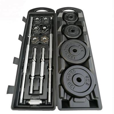 China 50KG Iron Black Paint Barbell Dumbbell Set With Case for sale