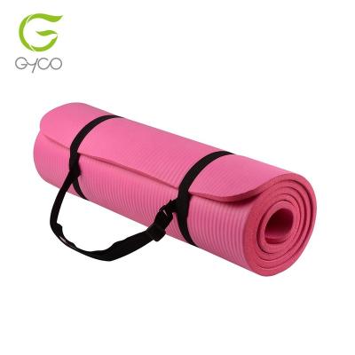 China Yoga Exercises NBR Comfort Foam Yoga Mat With Carrying Strap Customized Printing And Logo Available for sale