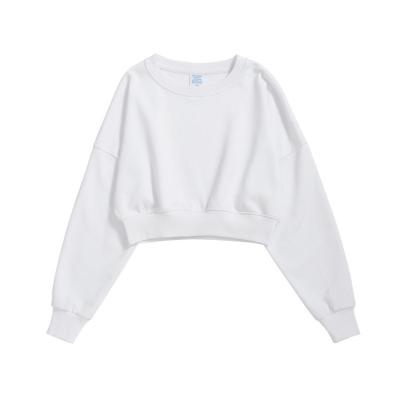 China Plain Soft Terry Cropped Navel Women Sweatshirt Anti-wrinkle Candy Color Shorts for sale