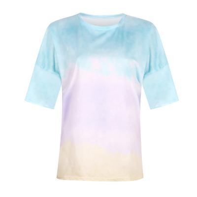 China 2021 Anti-Wrinkle Tie Dye China Custom T-shirt 100% Polyester Cotton Sublimation T-Shirts For Women for sale