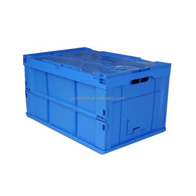 China Recyclable Binding Lids Stackable Storage Tote Plastic Foldable Moving Crate for sale