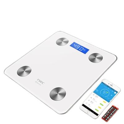 China Sale Super White Smart Personal Bathroom Scales Tooth Fat Body In Tooth Color Water Content Scale Whole App High Quality Blue And White for sale