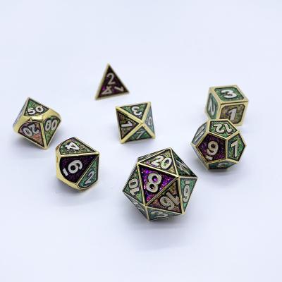 China Polyhedral Die Set 7pcs Wholesale Customized High Quality And Diverse Styles Of 7 Pieces Metal Dice For DND Game for sale