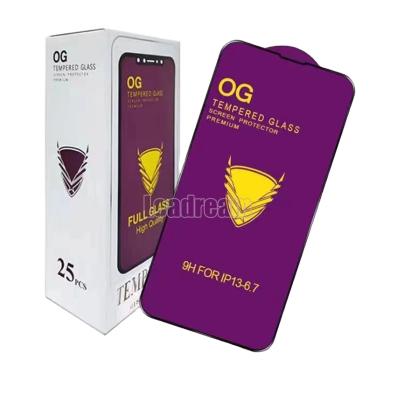 China High Quality Mobile Phone OG Screen Protector Glass For Phone 6~13 Promax Full Glue Tempered Glass for sale