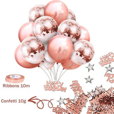 China Rose Gold Theme Girls Birthday Cute Party Supplies Happy Birthday Banner Foil Balloons Birthday Party Decorations Set for sale