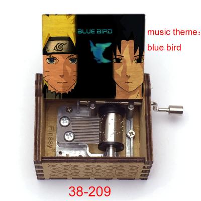 China The wood/shippuden the opening music bird sasuke print crank music box fans friend christmas blue cosplay gift for sale