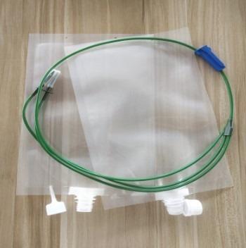 China Moisture Proof Custom Plastic Spout Pouch Infusion Bag With Catheter for sale