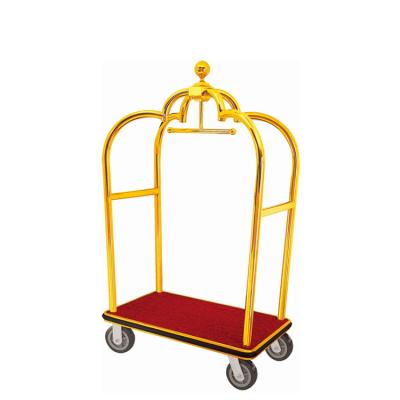 China Stainless Hot Sale Hotel Town Crier Trolley / Stainless Steel Luggage Trolley Gold Trolley for sale