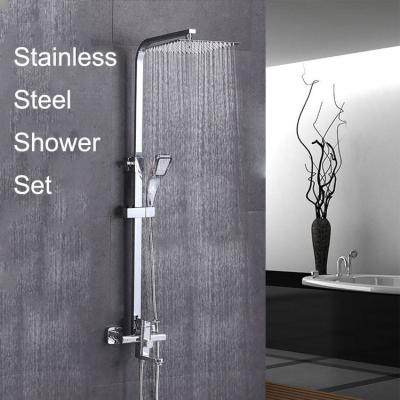 China Without Slide Bar Bathroom Multifunctional Rainfall Hot Cold Water Mixer Shower Set Without Slide Bar Stainless Steel Hand Shower Brass Faucet for sale