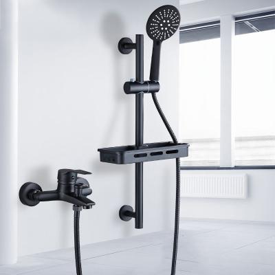 China Contemporary No Handle Black Bath Hotel Sliding Bar Shower Bathroom Hot Water Tap Single Home Wall Hanging Contemporary Tub Shower Faucet for sale