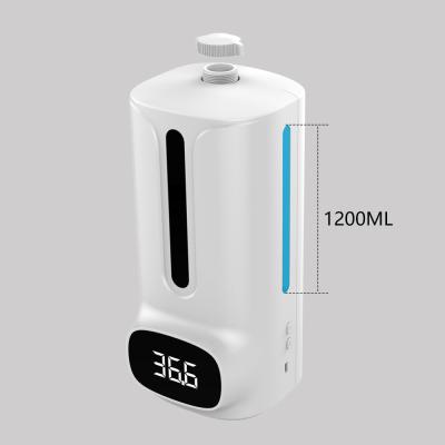 China Wall Mounted White Touchless Liquid Soap Dispenser Foam Soap Dispenser Auto Induction 1200ml Smart Digital Thermometer for sale