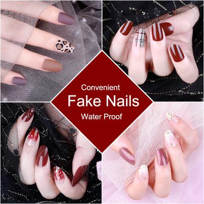 China 24 Pcs/Box Good Quality Coffin Fake Nails New Style Nail Salon Suppliers Easy Use Press On Nails Wholesale Price for sale