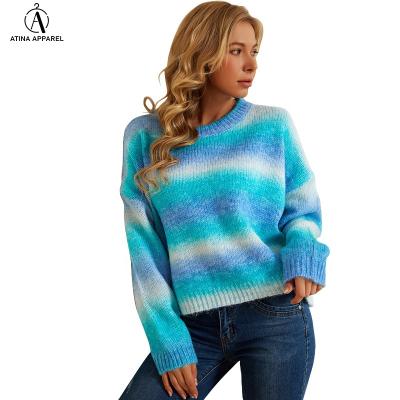 China 2021 Women's Mixed Bat Wing Sleeve Knitwear Sweater Breathable Oversized Pullover Sweater By Round Sweaters for sale