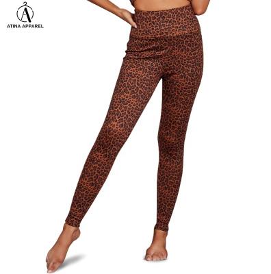 China Wholesale Fashionable Women Gym Wear Breathable Yoga Pants Jogging High Waist Ladies Leopard Legging Trousers for sale