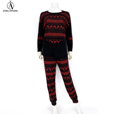 China Anti-pilling Christmas 2021 Woman Winter 2 Piece Set Set Christmas Sheared Sleepwear Two-Piece Set for sale