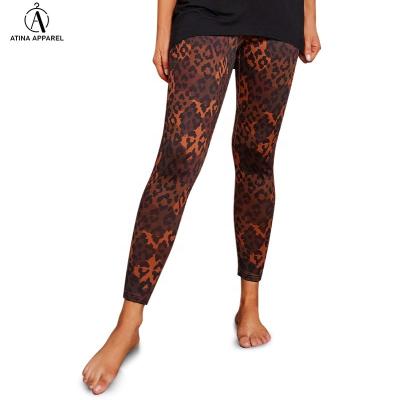 China Gaiters Manufacturer Breathable Tights Sport Wear Wide Leopard High Rise Yoga Pants Waistband Yoga Leggings for sale