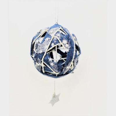 China Chirstmas Decor 8cm Metal Iron Frame Ball Shaped Small Star Hanging Paper Five Stars Christmas Decoration for sale