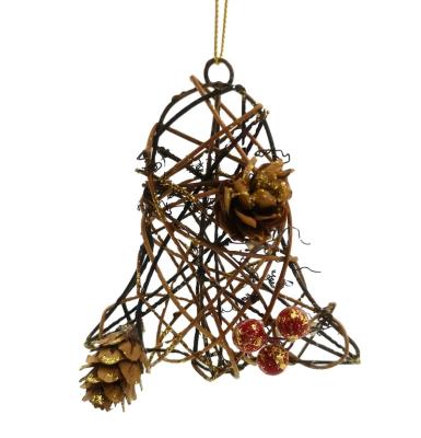 China Wholesale Chirstmas Decor 2021 Metal Wire Jam Rattan Pinecone Bell Christmas Decoration for sale