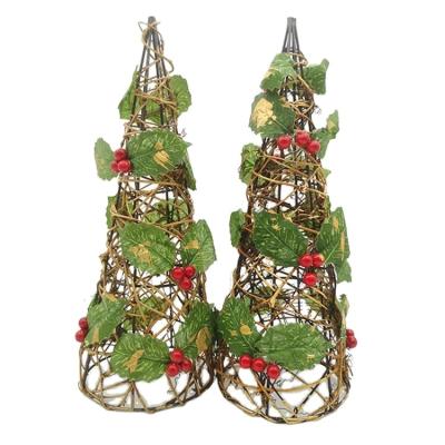 China Chirstmas Decor Office Home Decoration Led Lamp Battery Box Cone Copper Christmas Tree Decoration for sale