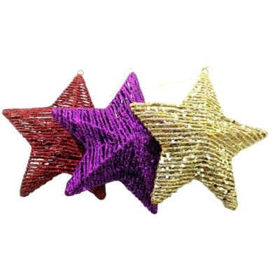 China Chirstmas Decor Star Metal Wire Paper Rope Onion Powder Gift Hanging Star for sale