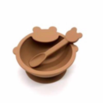 China BPA Free Food Grade Silicone Utensils Silicone Bowl Spoon Sets For Babies Suction Feeding Bowl for sale